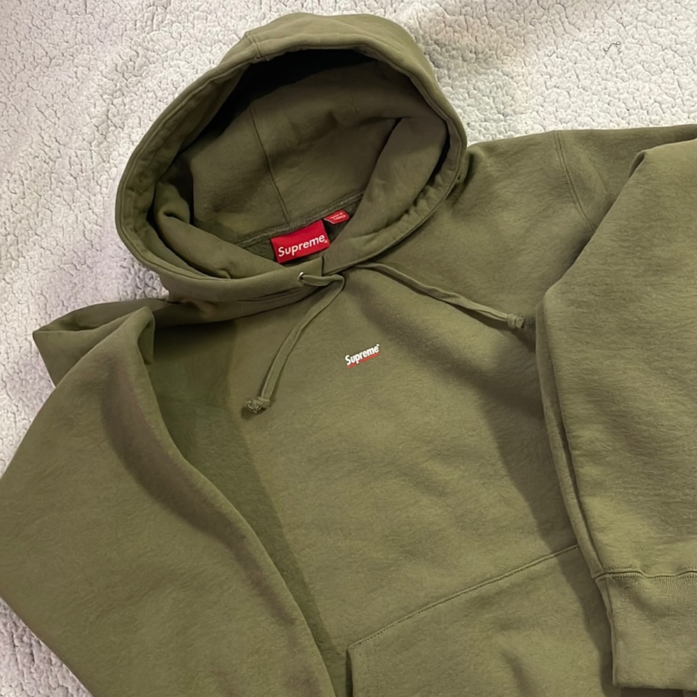 Green supreme hoodie small logo men small